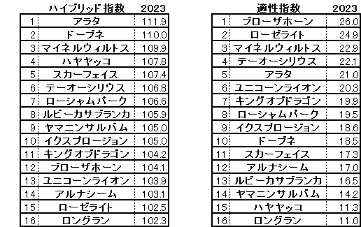 2023　函館記念　HB指数
